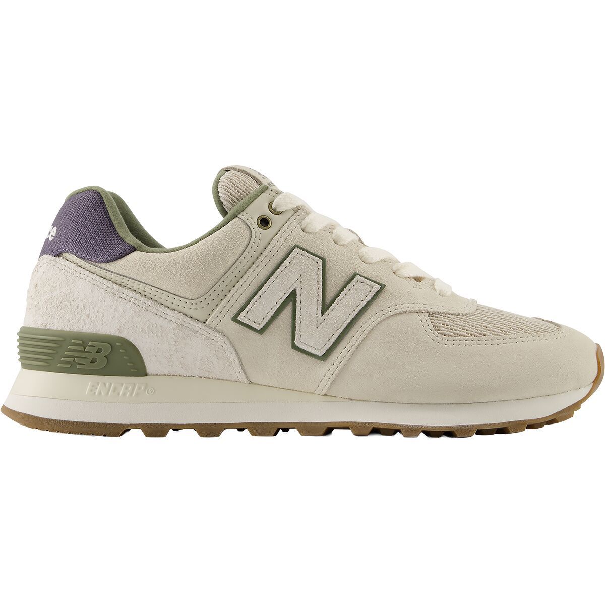 Image of New Balance 574 Shoe Off White/Nb Navy, Mens 9.5/Womens 11.0