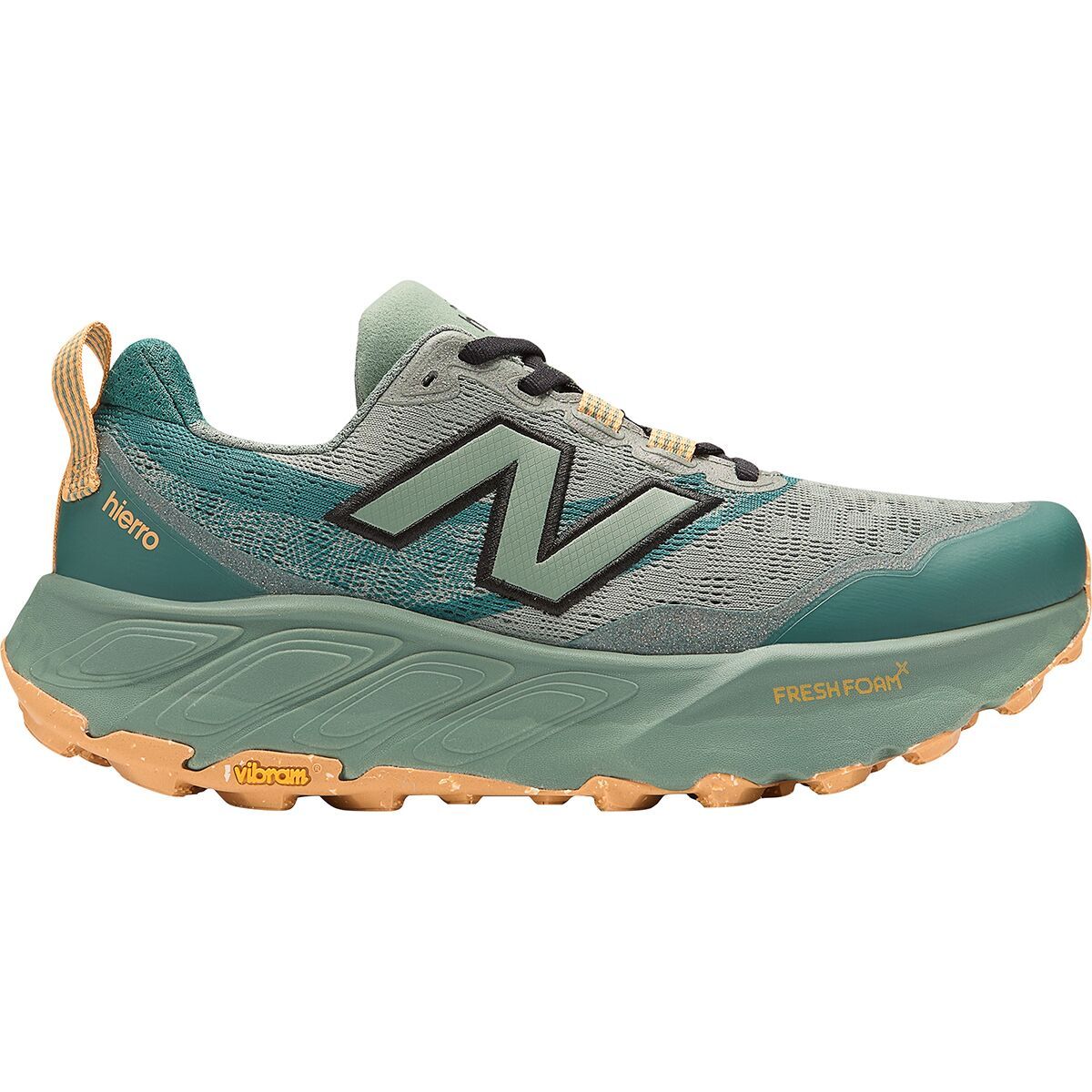 Image of New Balance Fresh Foam Hierro v9 Trail Run Shoe - Men's Dark Juniper/Black/Dried Apricot, 11.5