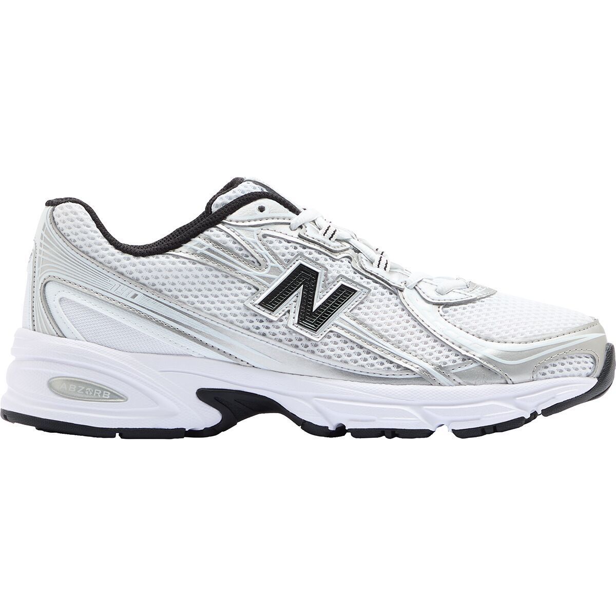 New Balance 740 Shoe White/Silver Metallic/Black, Mens 8.5/Womens 10.0