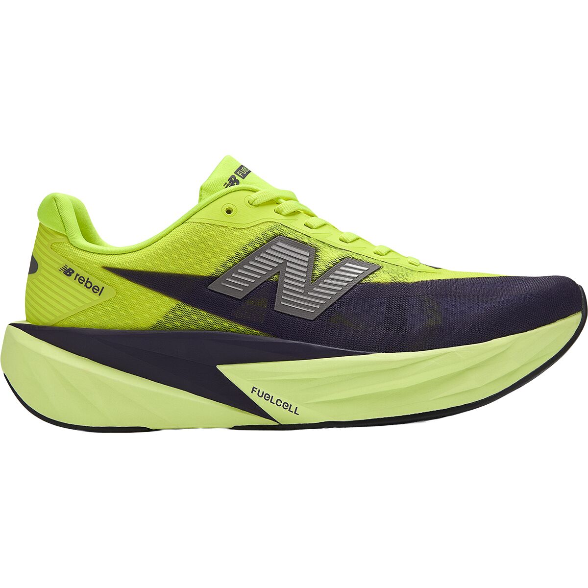 Image of New Balance FuelCell Rebel v5 Running Shoe - Men's Alkaline Green/Boysenberry, 10.5