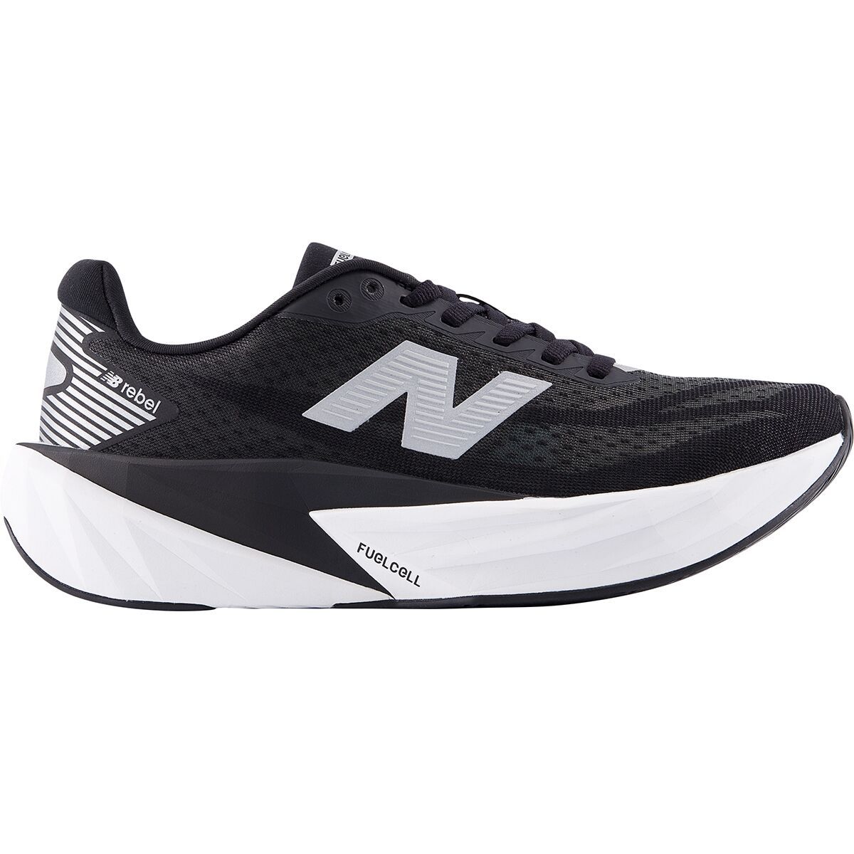 Image of New Balance FuelCell Rebel v5 Running Shoe - Women's Black/White/Silver Metallic, 8.0