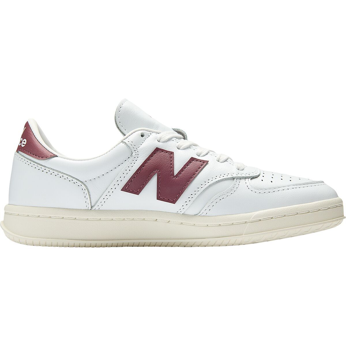 Image of New Balance T500 Shoe - Men's White/Washed Burgundy, 11.0
