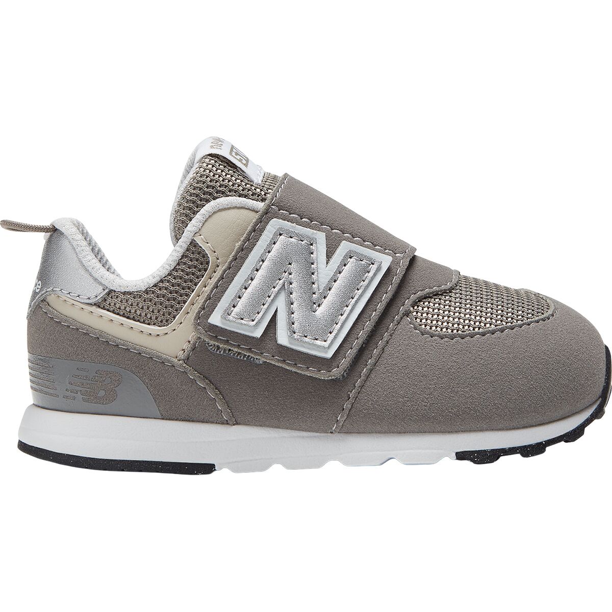Image of New Balance 574 New-B Hook & Loop Shoe - Infants' Rain Cloud/Silver Metallic, 4.0