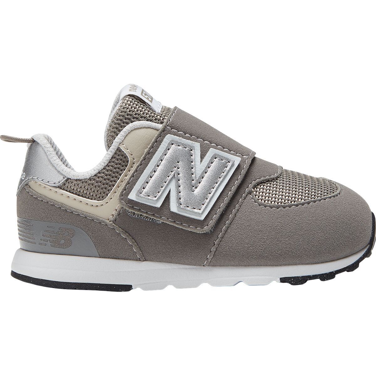 Image of New Balance 574 New-B Hook & Loop Shoe - Infants' Rain Cloud/Silver Metallic, 3.0
