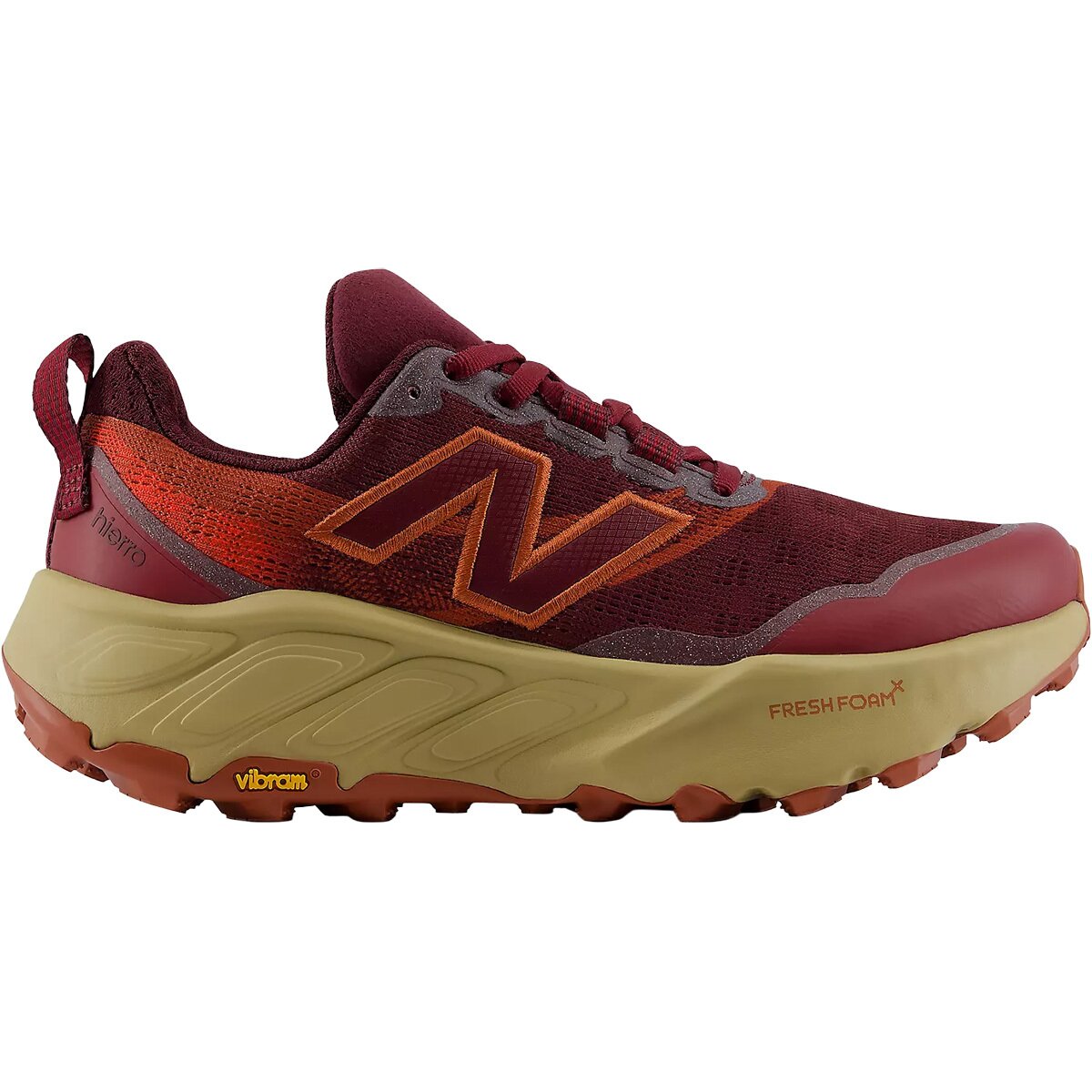 Image of New Balance Fresh Foam X Hierro v9 Trail Running Shoe - Women's Mulled Wine/Neo Flame, 9.0