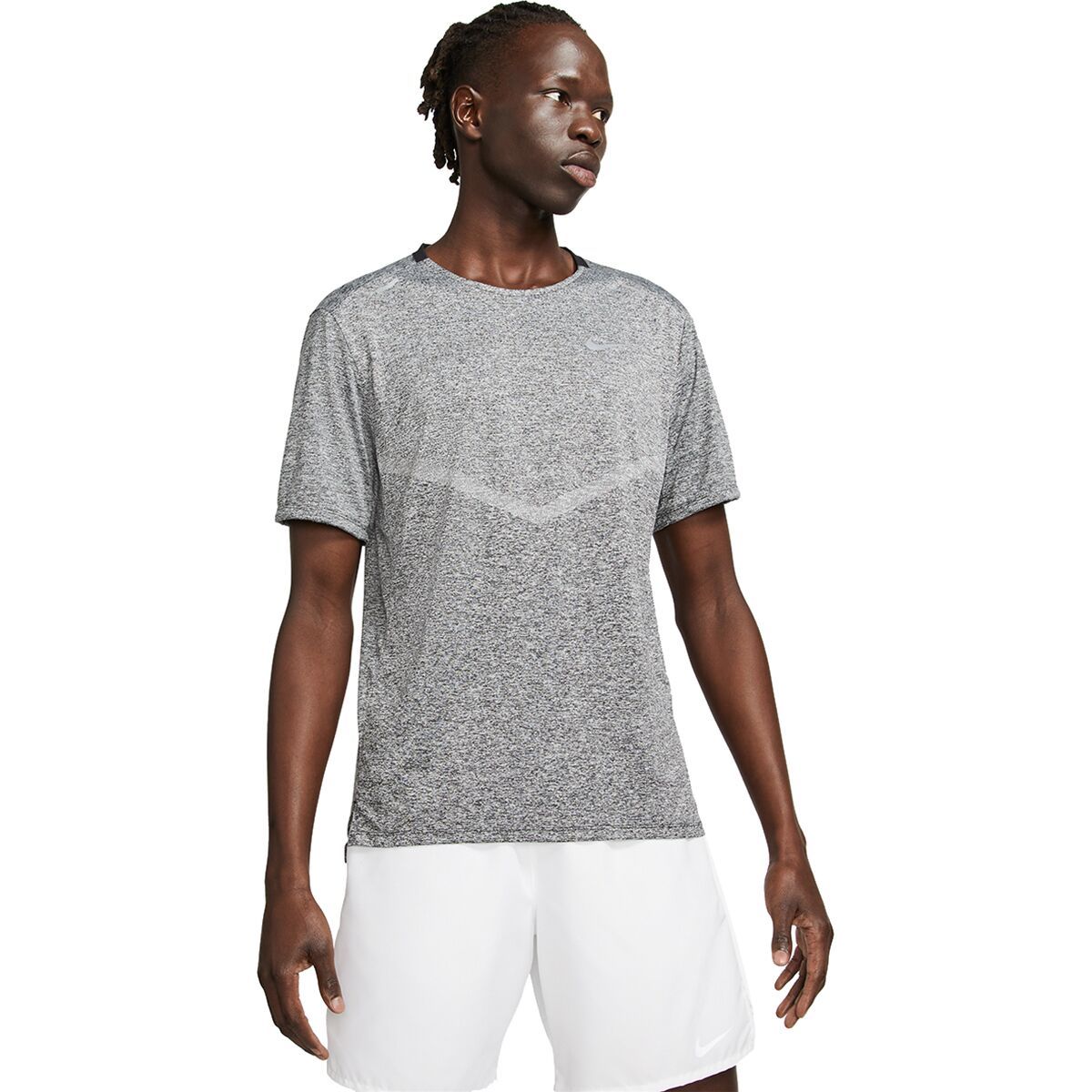 Nike DF Rise 365 Short-Sleeve Shirt - Men's Black/Heather/Reflective Silver, 2XLT
