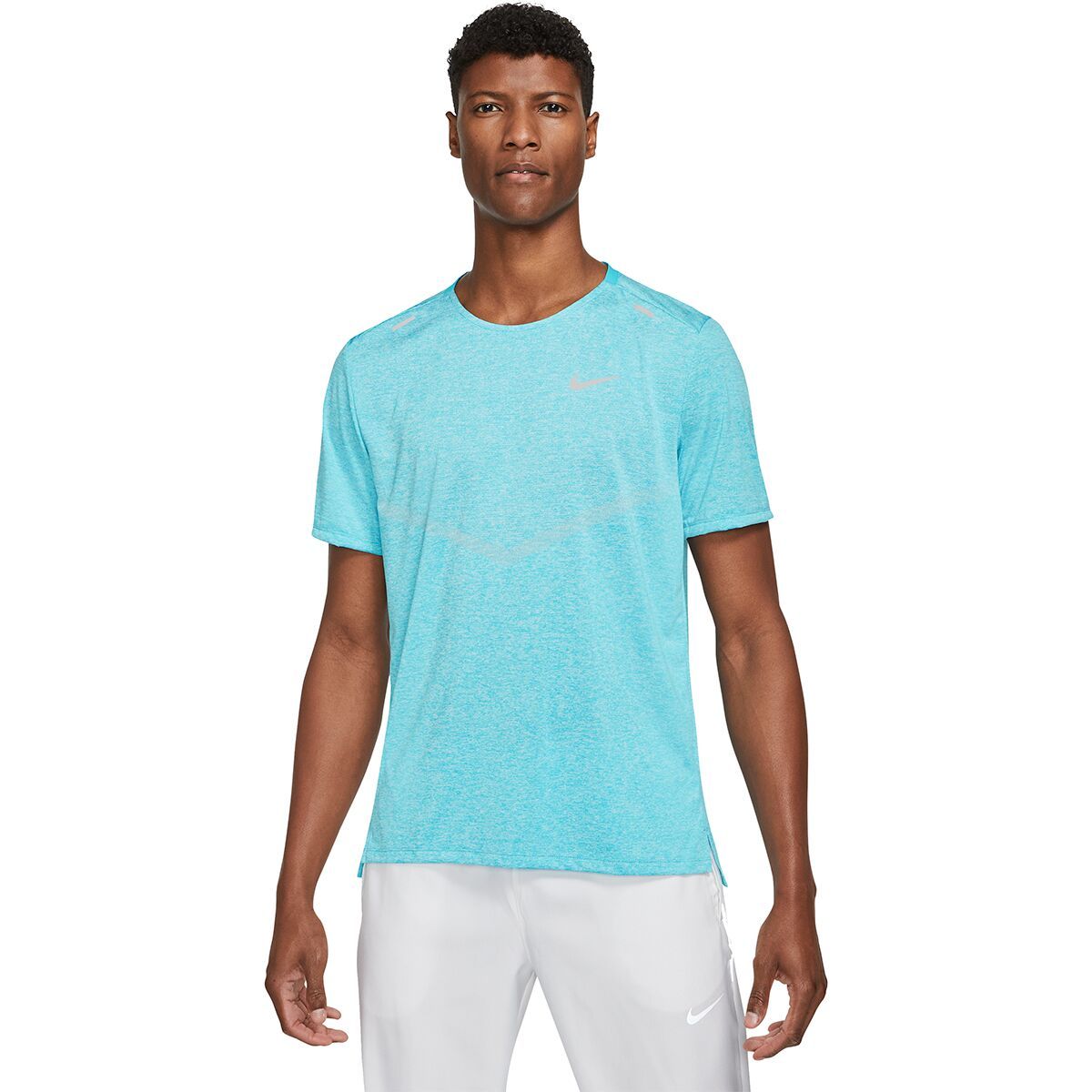 Nike DF Rise 365 Short-Sleeve Shirt - Men's Chlorine Blue/Heather/Reflective Silver, L