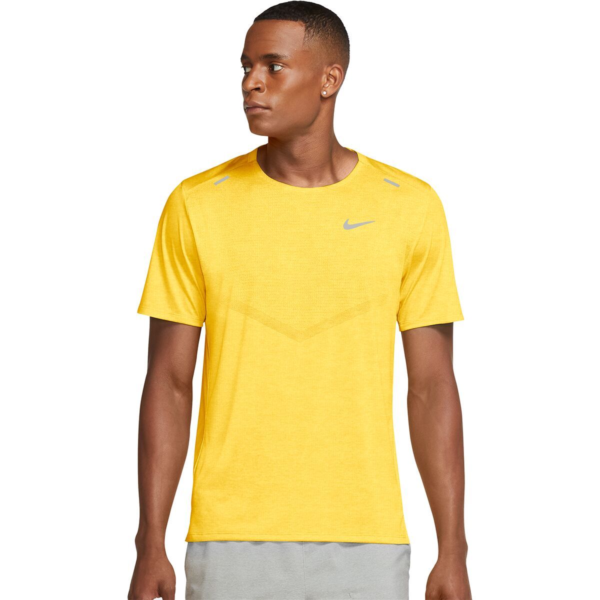 Nike DF Rise 365 Short-Sleeve Shirt - Men's Citron Pulse/Heather/Reflective Silver, 3XL