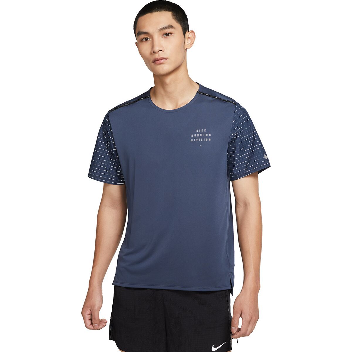 Nike Dri-FIT Rise 365 Run Division Short-Sleeve Shirt - Men's Thunder Blue/Reflective Silver, S
