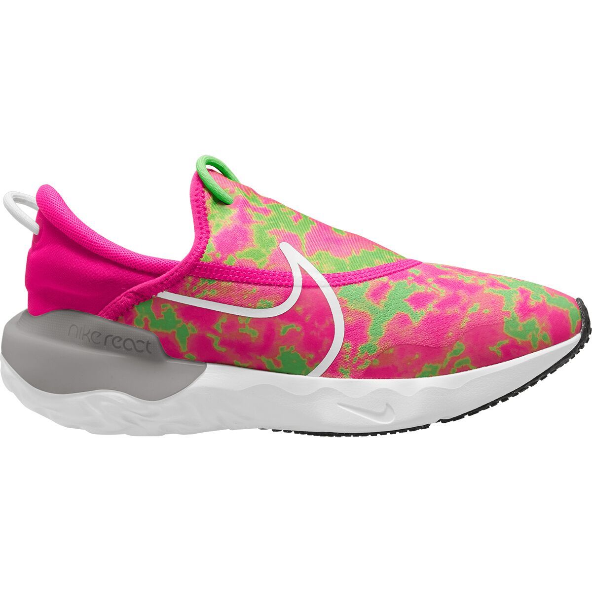Nike React Flow Shoe - Kids' Pink Prime/White/Green Strike, 6.0
