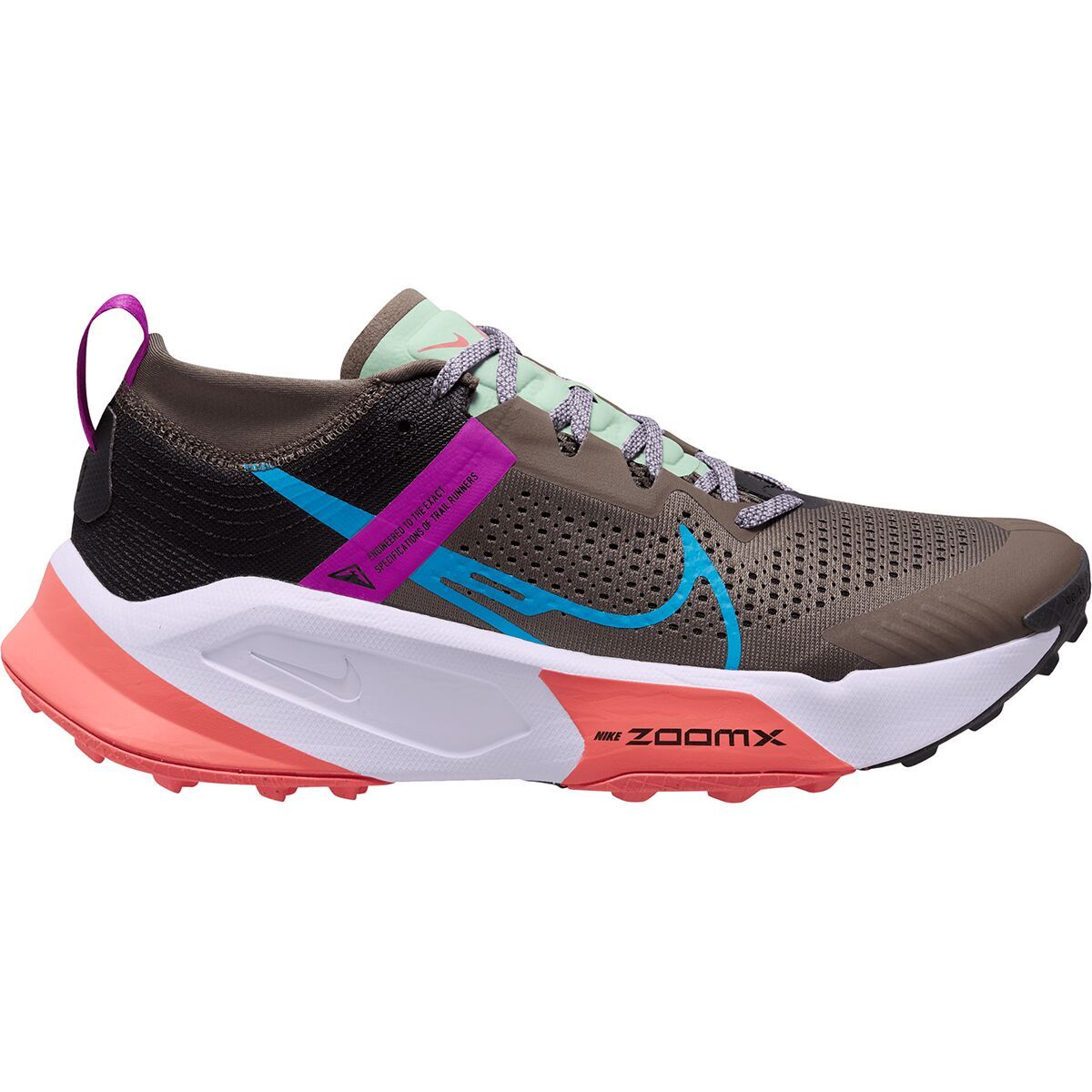 Nike ZoomX Zegama Trail Running Shoe - Men's Ironstone/Laser Blue/Black/Vivid Purple, 10.0