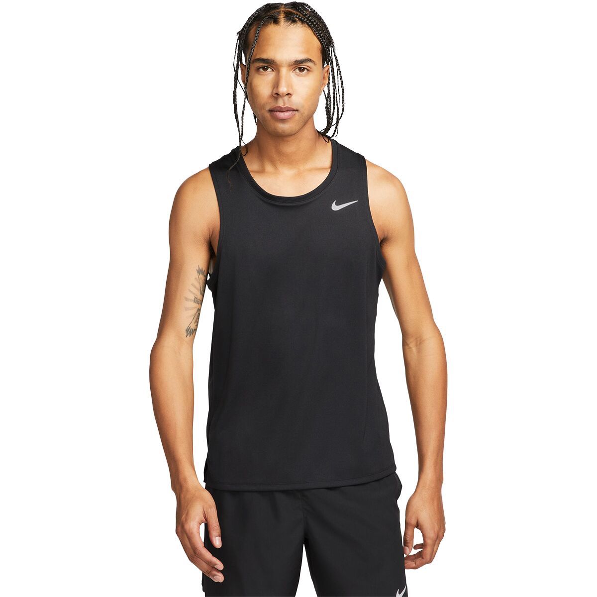 Image of Nike Dri-Fit Miler Tank Top - Men's Black/Reflective Silv, L
