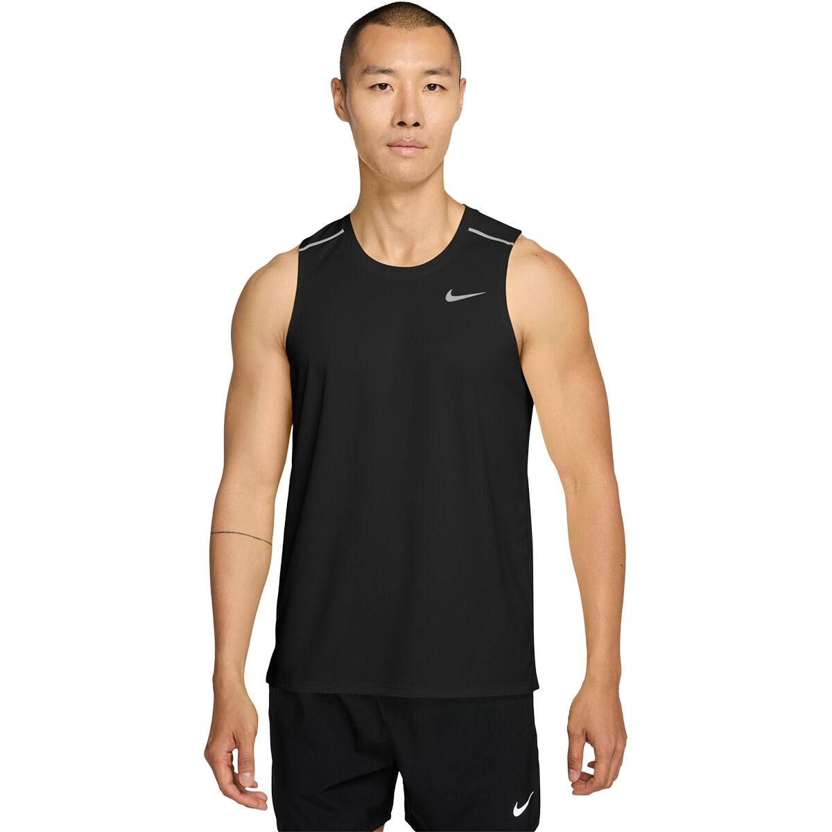 Image of Nike Dri-Fit Miler Tank Top - Men's Black/Reflective Silver, M