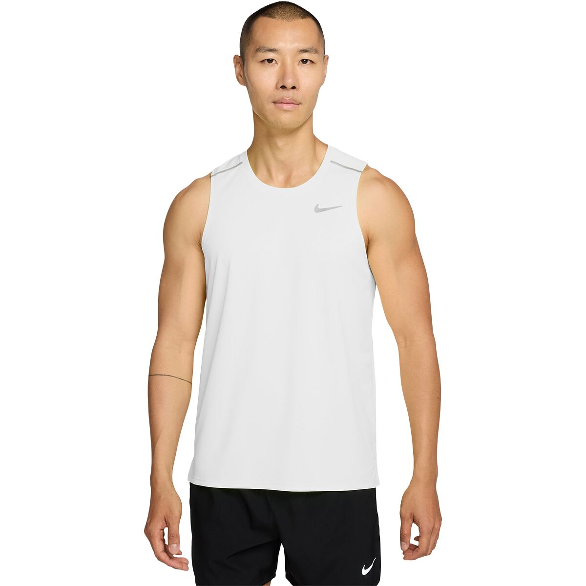 Image of Nike Dri-Fit Miler Tank Top - Men's White/Reflective Silver, L