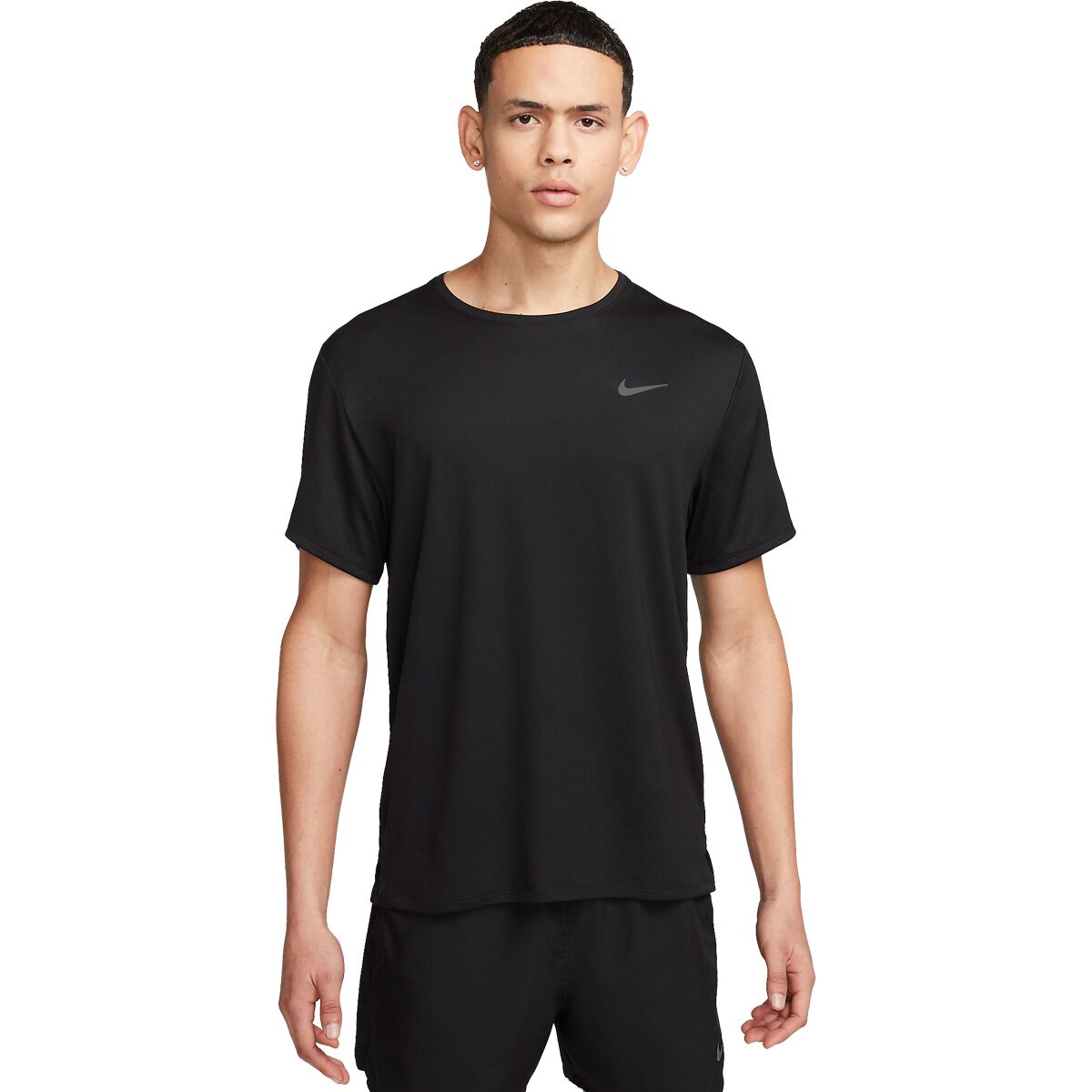 Image of Nike Dri-Fit UV Miler Short-Sleeve Shirt - Men's Black/Reflective Silv, M