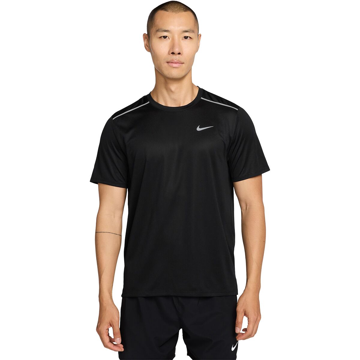 Image of Nike Dri-Fit UV Miler Short-Sleeve Shirt - Men's Black/Reflective Silver, XXL