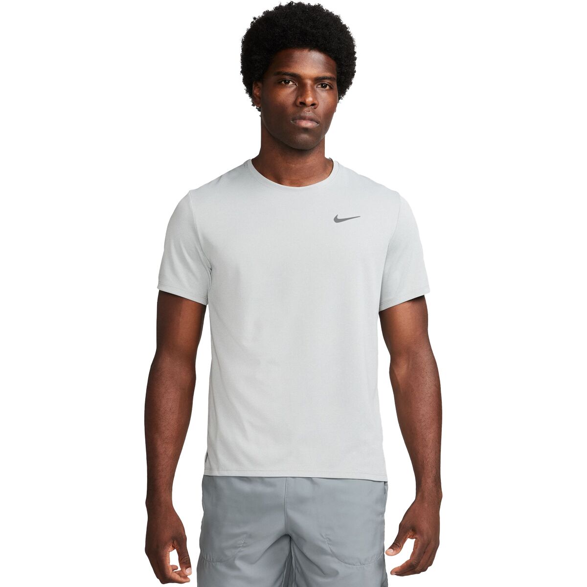 Image of Nike Dri-Fit UV Miler Short-Sleeve Shirt - Men's Grey Fog/Particle Grey/Reflective Silver, S