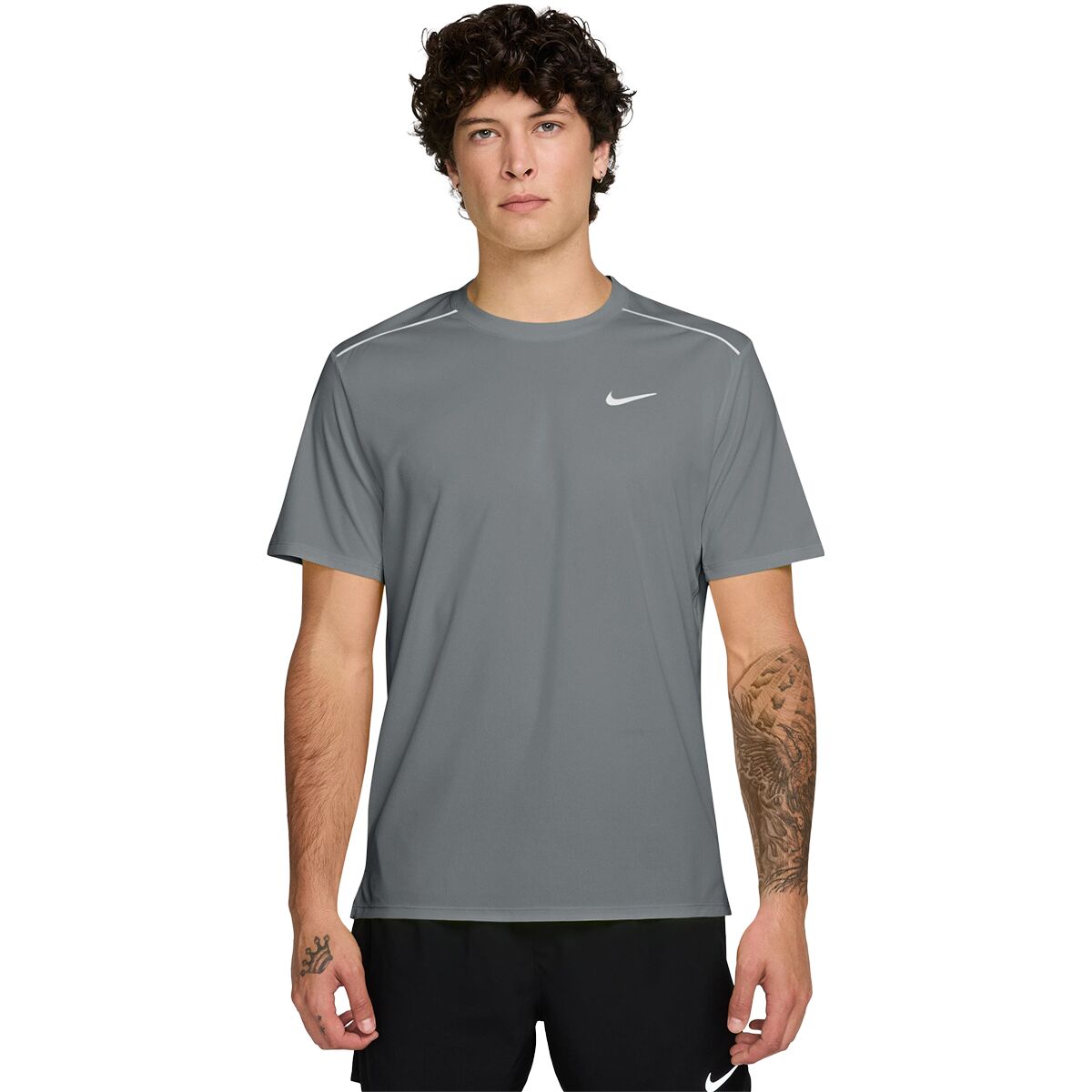 Image of Nike Dri-Fit UV Miler Short-Sleeve Shirt - Men's Smoke Grey/Reflective Silver, XL