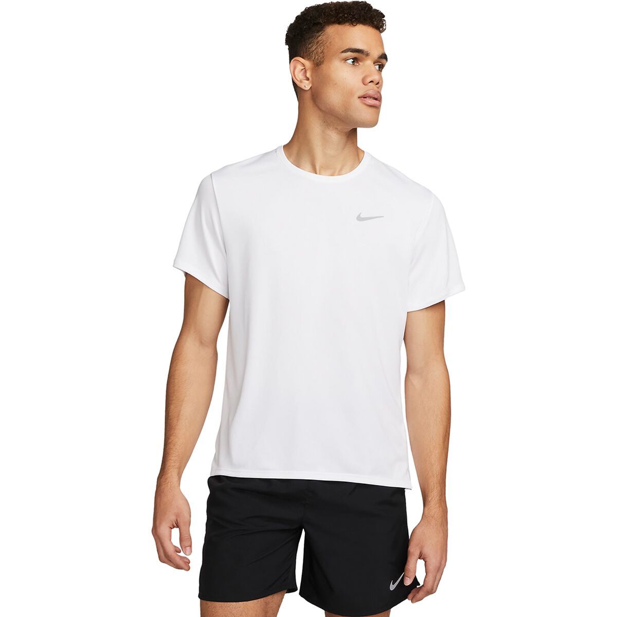 Nike Dri-Fit UV Miler Short-Sleeve Shirt - Men's White/Reflective Silv, S