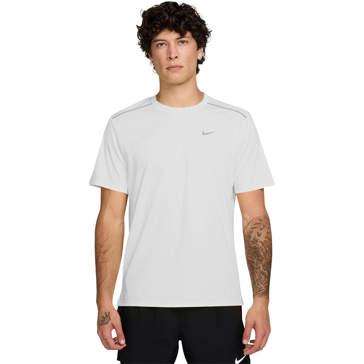 Image of Nike Dri-Fit UV Miler Short-Sleeve Shirt - Men's White/Reflective Silver, L