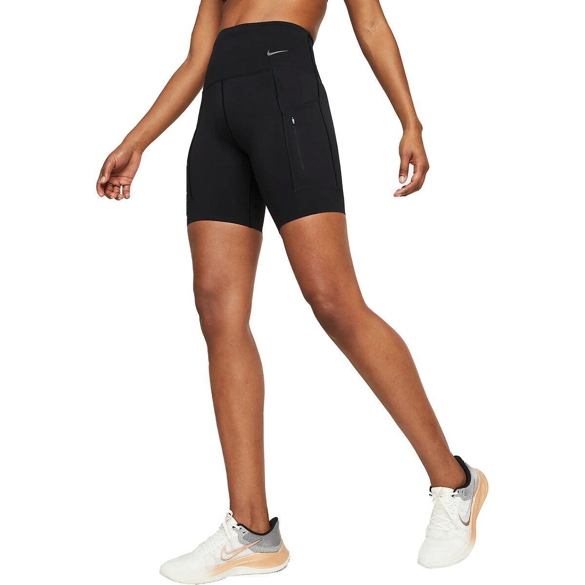 Nike Dri-Fit Go HR 8in Short - Women's Black/Black, XS