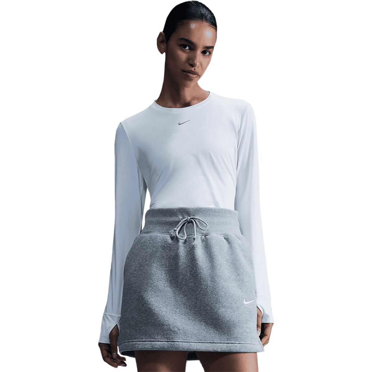 Nike One Classic Dri-Fit Long-Sleeve Top - Women's White/Black, S