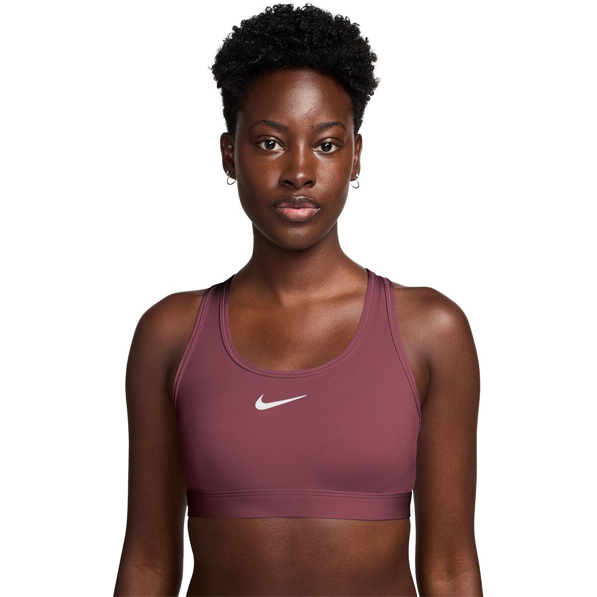 Image of Nike Swoosh Med Sports Bra - Women's Pink Smoke/White, M