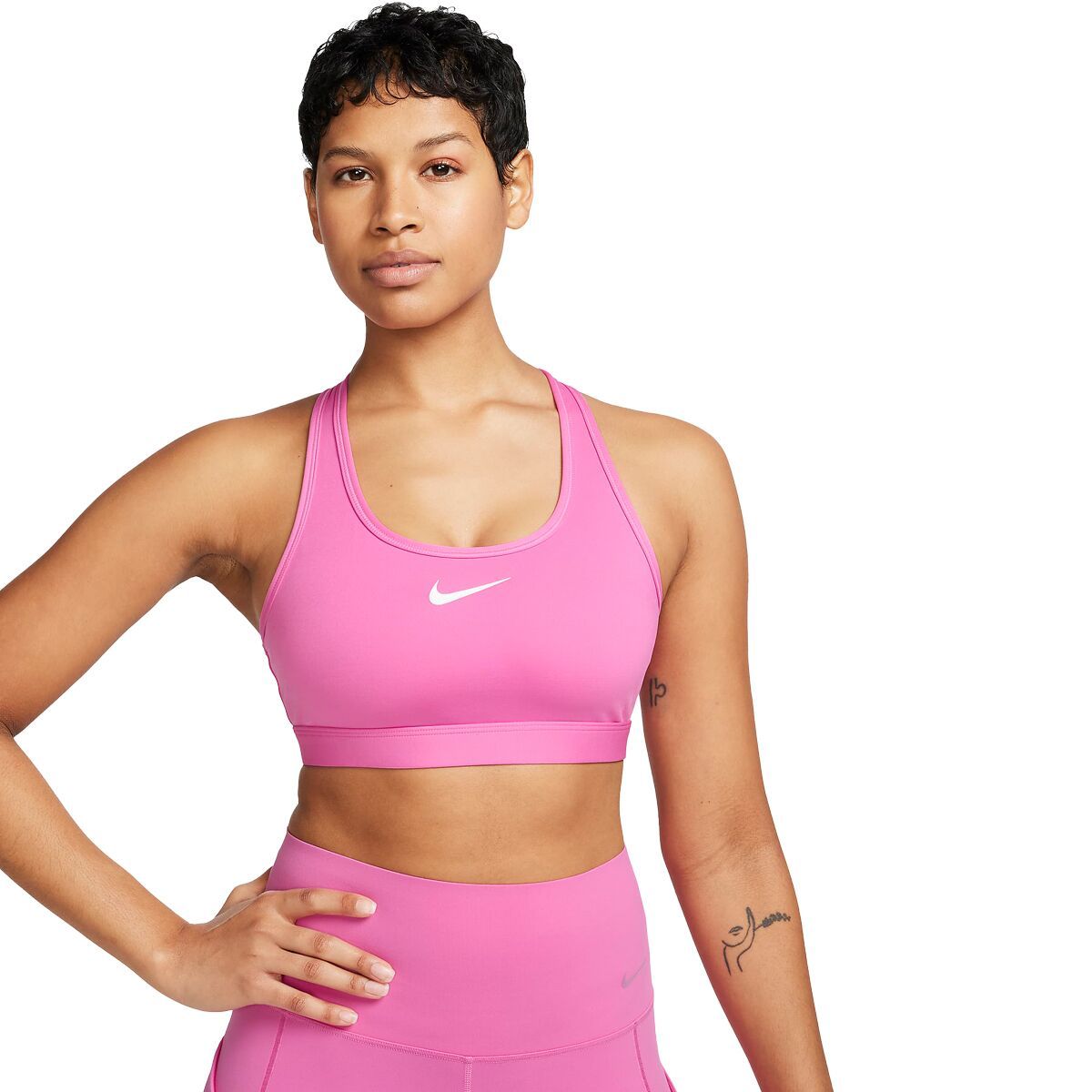 Nike Swoosh Med Sports Bra - Women's Playful Pink/White, XS