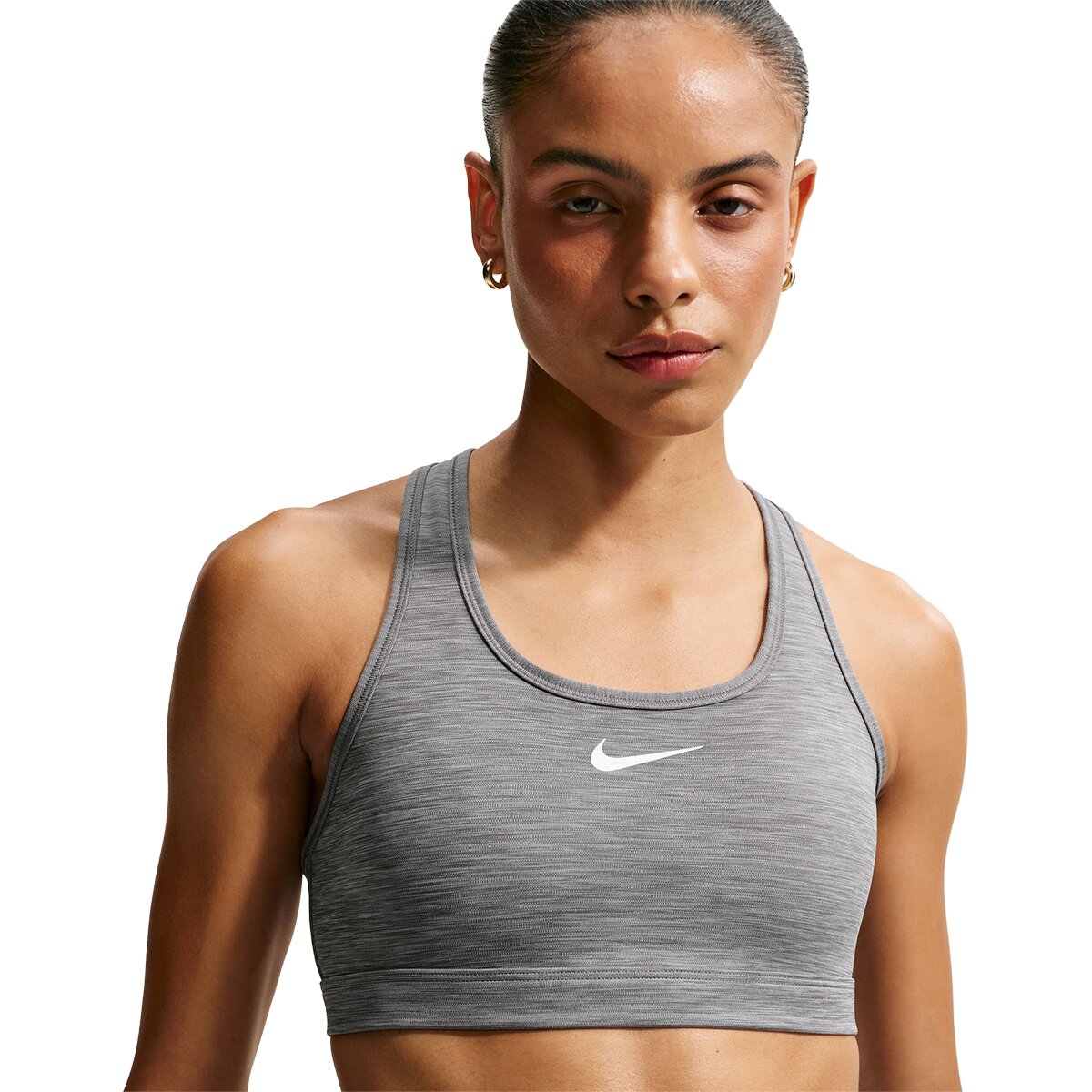 Image of Nike Swoosh Med Sports Bra - Women's Smoke Grey/Pure/White, M