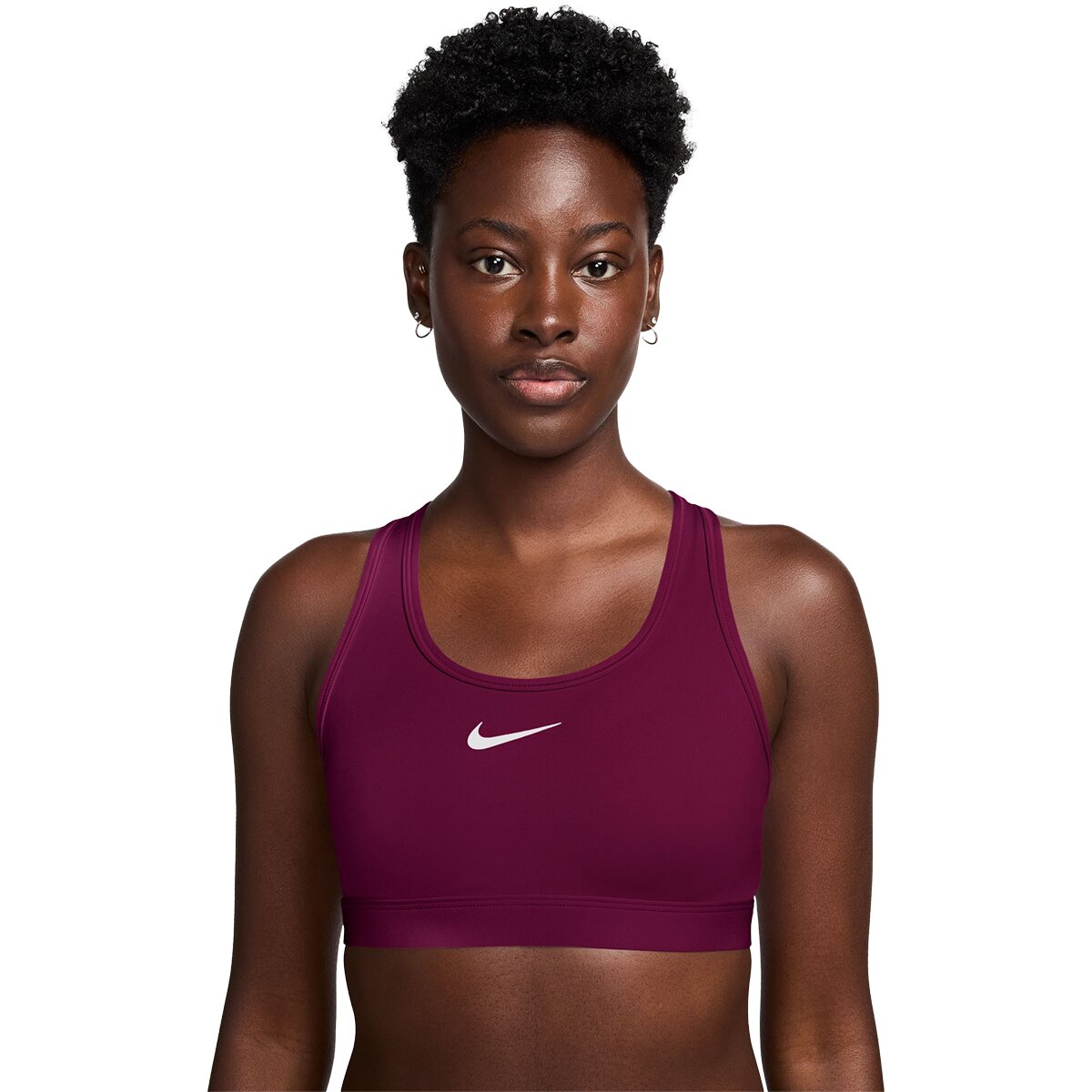 Image of Nike Swoosh Med Sports Bra - Women's True Berry/White, XS