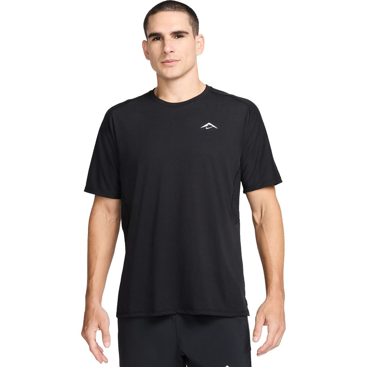 Image of Nike Dri-Fit Solar Chase Short-Sleeve Shirt - Men's Black/Summit White, L