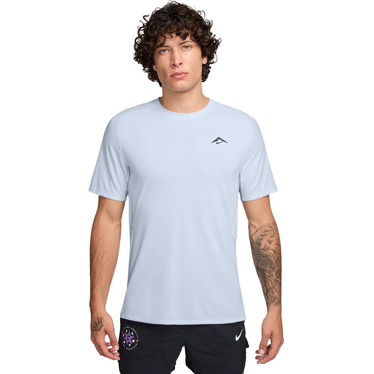 Image of Nike Dri-Fit Solar Chase Short-Sleeve Shirt - Men's Football Grey/Black, L