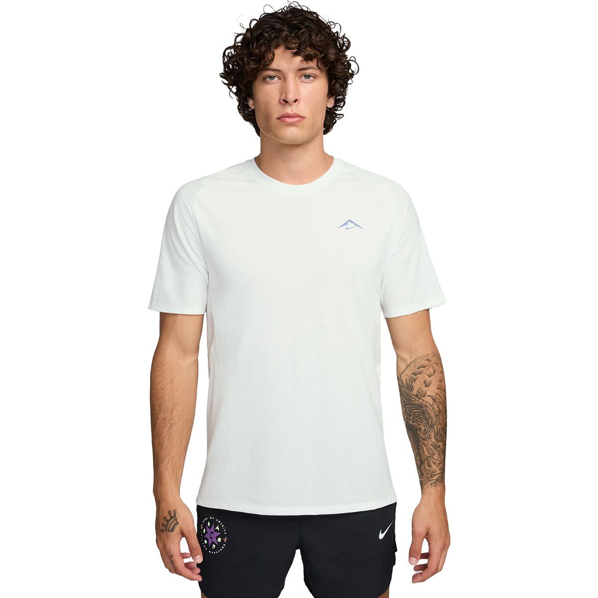 Image of Nike Dri-Fit Solar Chase Short-Sleeve Shirt - Men's Summit White/Black, M