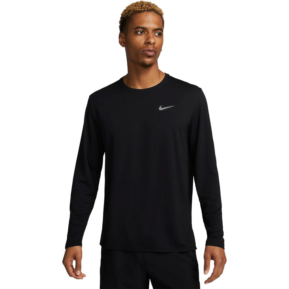 Image of Nike Dri-Fit UV Miler Long-Sleeve Shirt - Men's Black/Reflective Silver, S