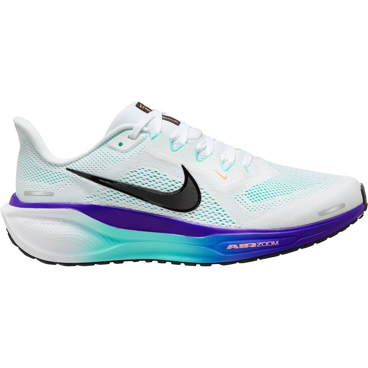 Image of Nike Pegasus 41 Running Shoe - Men's White/Black-Hyper Turq-Concord, 10.5