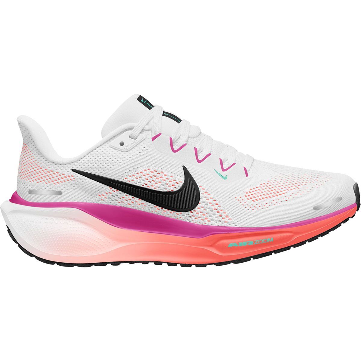 Image of Nike Pegasus 41 Running Shoe - Women's White/Black-Fire Pink-Orange Pulse, 6.0