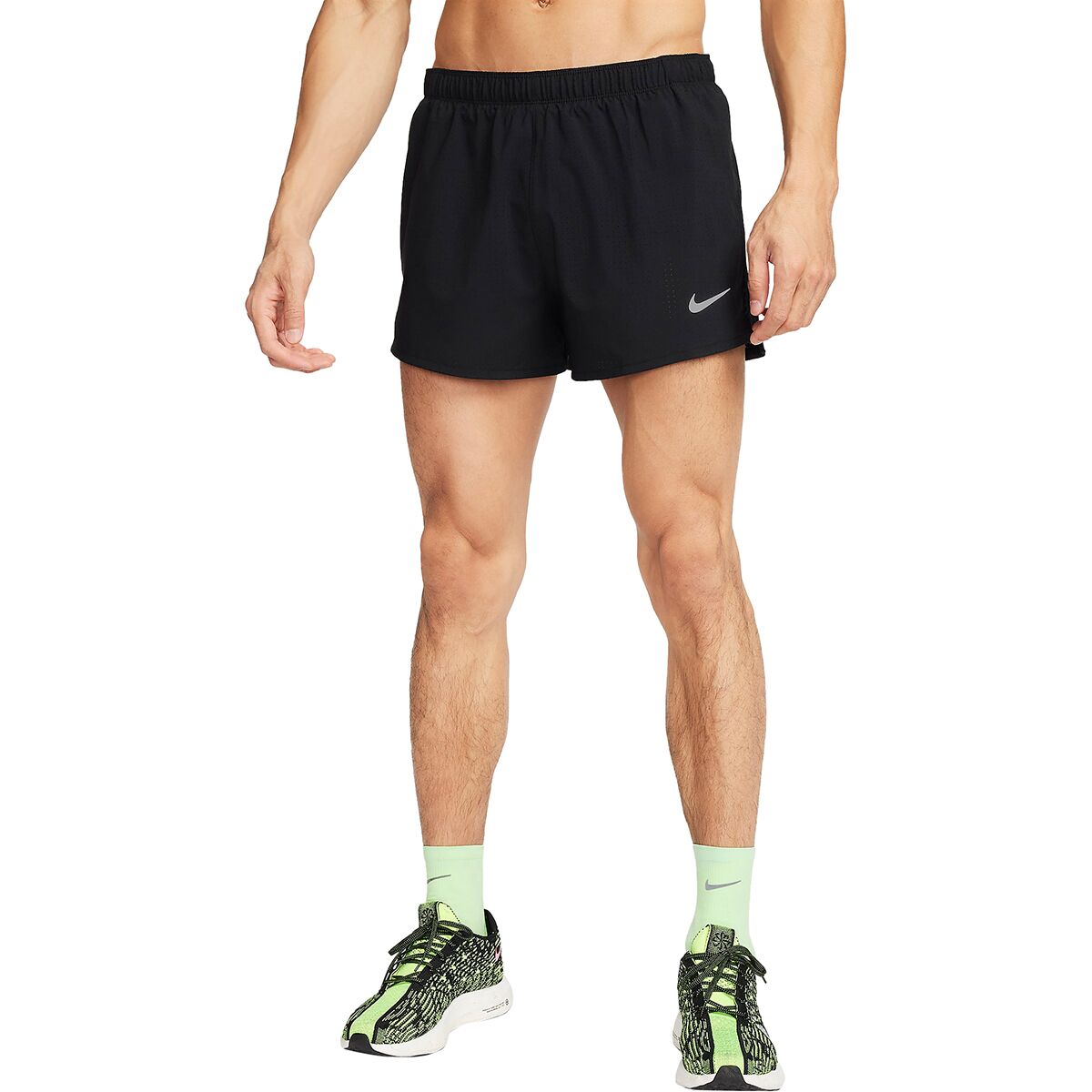 Image of Nike Dri-Fit Fast 3in Short - Men's Black/Black/Reflective Silver, M