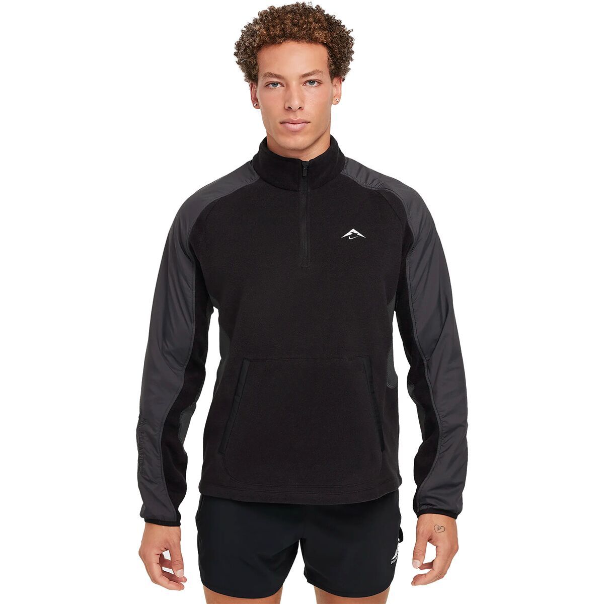 Image of Nike Polartec Trail Fleece 1/4-Zip Jacket - Men's Black/Anthracite/Summit White, M