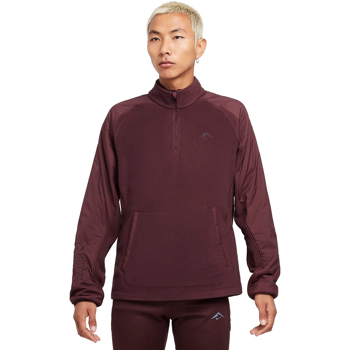 Image of Nike Polartec Trail Fleece 1/4-Zip Jacket - Men's Burgundy Crush/Burgundy Crush/Black, L