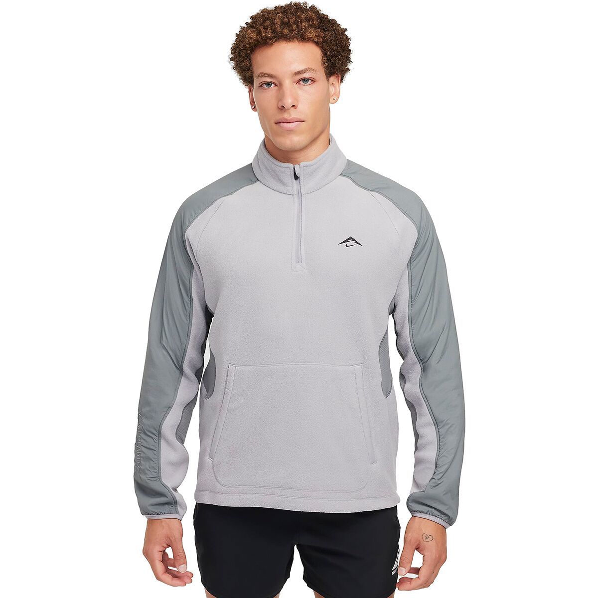 Image of Nike Polartec Trail Fleece 1/4-Zip Jacket - Men's Cement Grey/Smoke Grey/Black, M