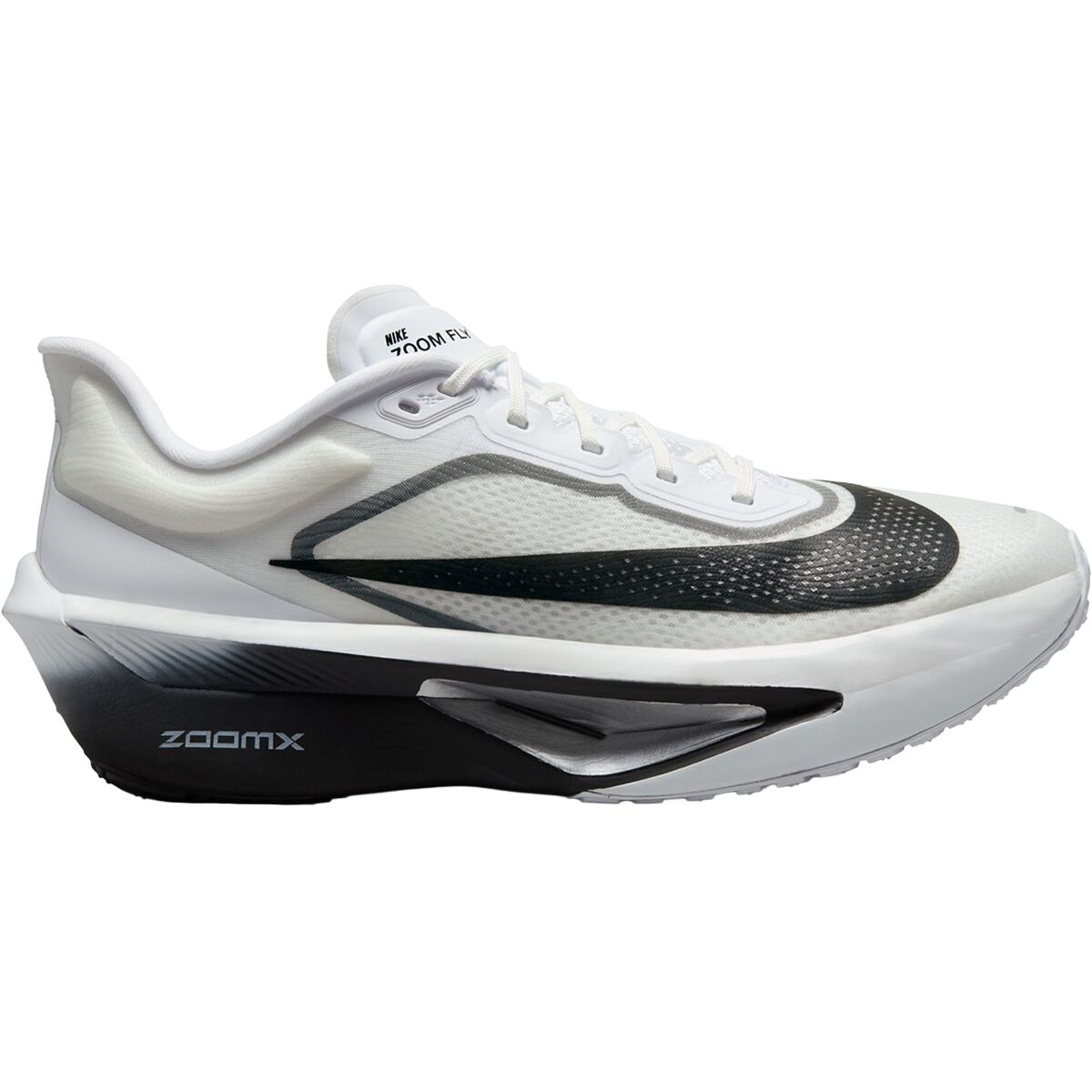 Image of Nike Zoom Fly 6 Running Shoe - Men's White/Black-Smoke Grey-Metallic Silver, 9.0