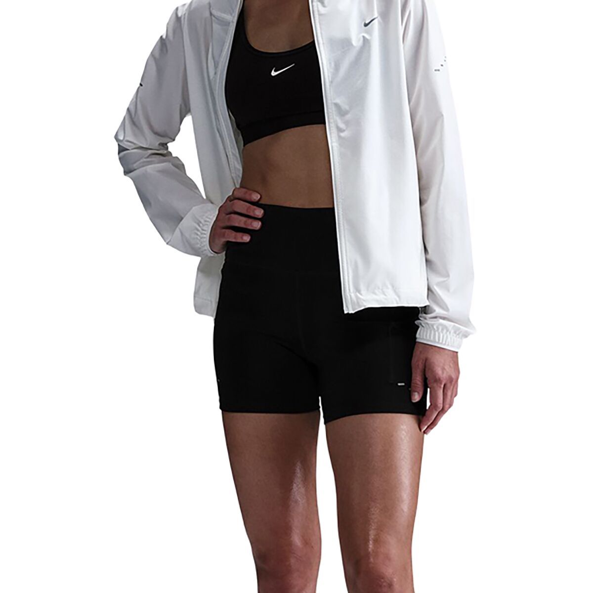 Image of Nike Dri-Fit Swift HR 4in Short - Women's Black/Reflective Silv, M