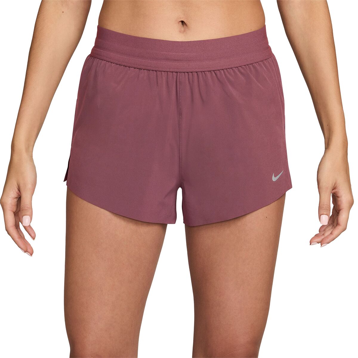 Image of Nike Swift Dri-Fit MR 2.5in BR Short - Women's Pink Smoke/Reflective Silv, L