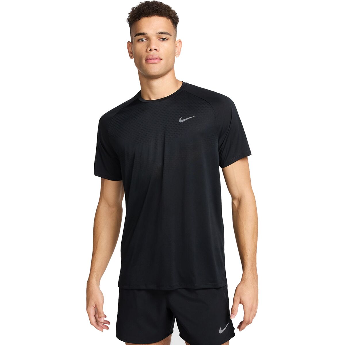Image of Nike Dri-FIT ADV Stride Short-Sleeve Top - Men's Black/Reflective Silv, L