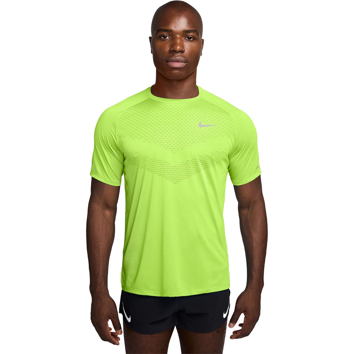 Image of Nike Dri-FIT ADV Stride Short-Sleeve Top - Men's Volt Ice/Reflective Silver, M