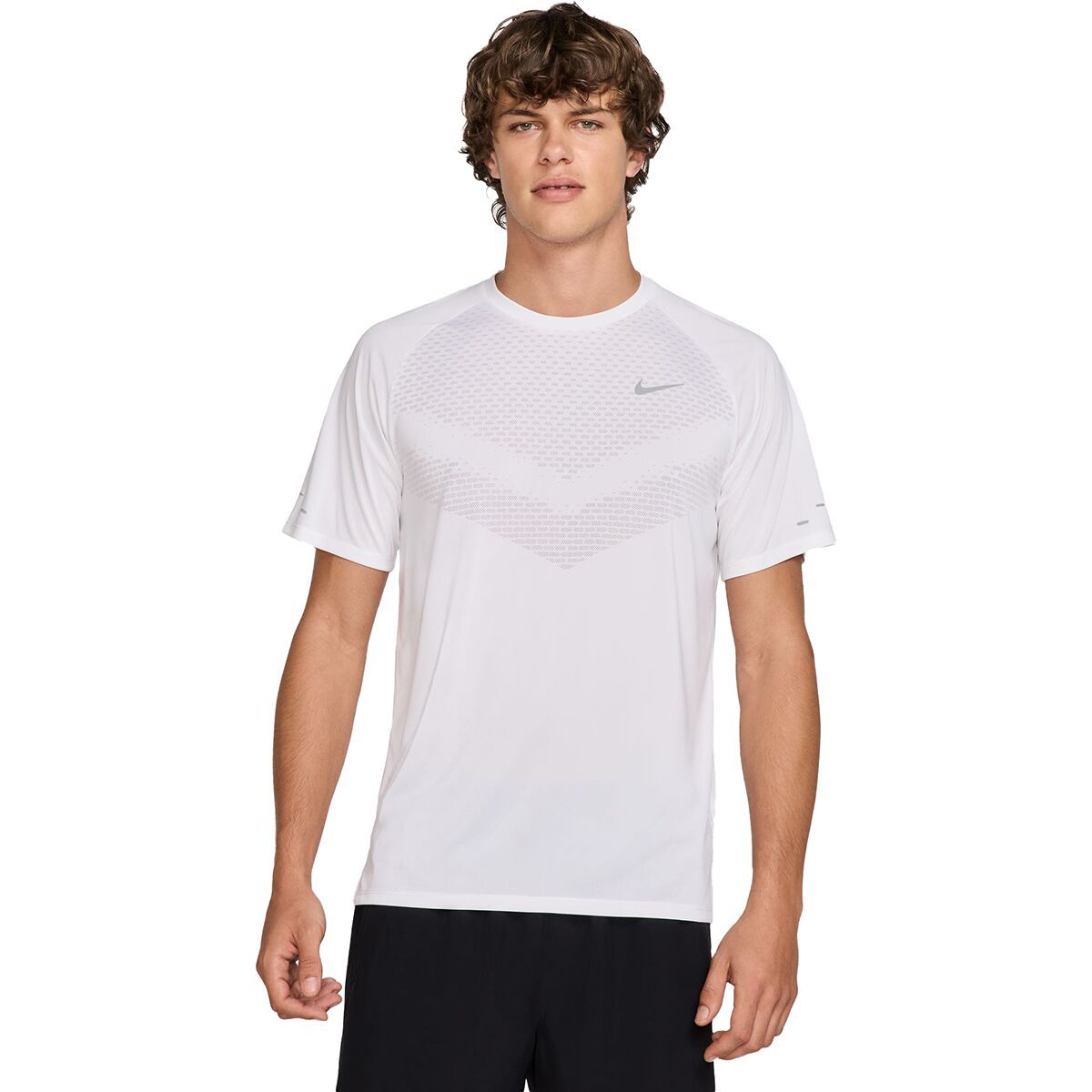 Image of Nike Dri-FIT ADV Stride Short-Sleeve Top - Men's White/Reflective Silv, L
