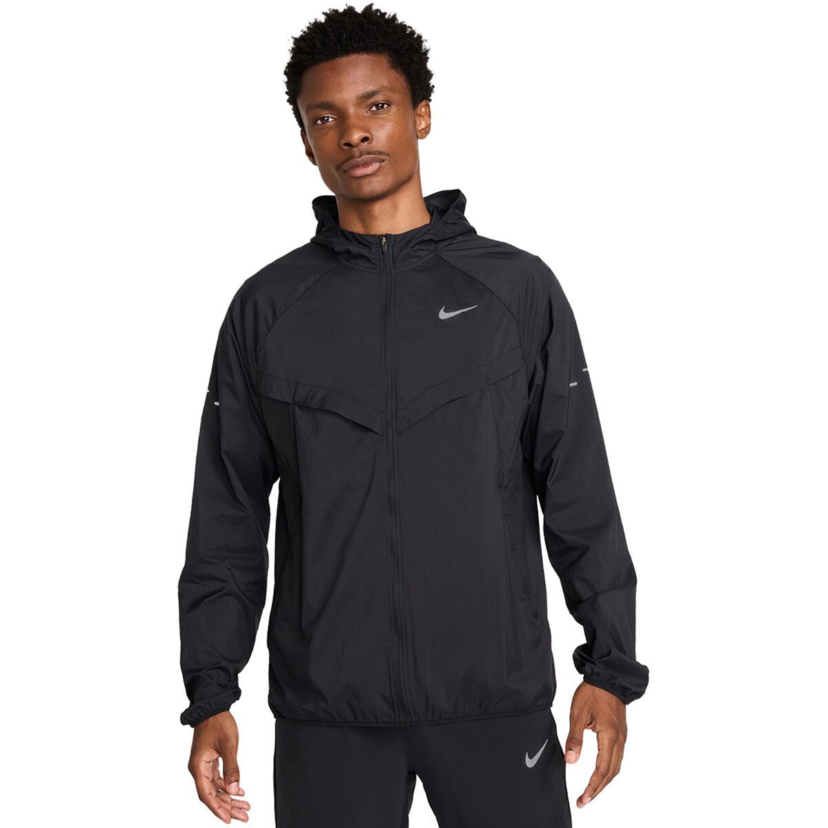Image of Nike UV Repel Stride Jacket - Men's Black/Black/Reflective Silv, L
