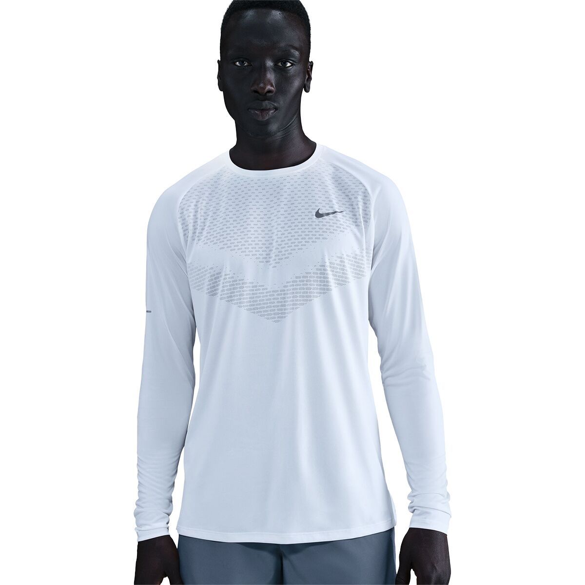 Image of Nike Dri-FIT ADV Stride Long-Sleeve Top - Men's White/Reflective Silv, S