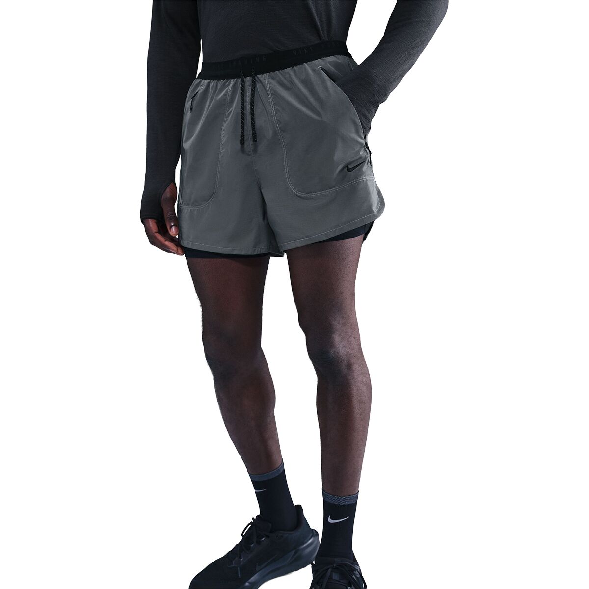 Image of Nike Reflect 4in 2-in-1 Short - Men's Black/Reflective Silv, S