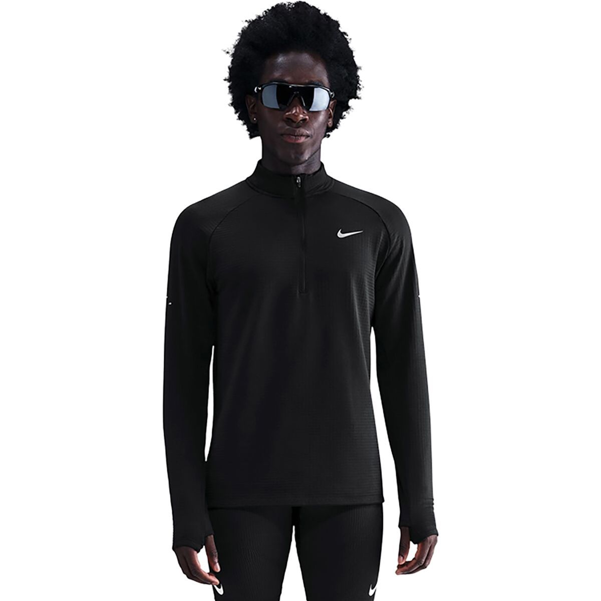 Image of Nike Repel Winterized Stride Half-Zip Top - Men's Black/Reflective Silv, L